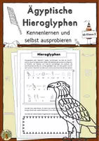 Vorschau - Arbeitsblätter - Ägyptische Hieroglyphen: Info, Alphabet, Schreibversuch - Deckblatt