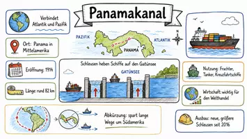 Vorschau - Arbeitsblätter - Arbeitsblätter zum Thema "Panamakanal" + Lösung & MP3 + Mindmap + Infografik - Seite 1