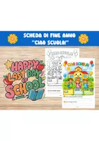 anteprima - Flashcard - Scheda di fine anno “Ciao Scuola!” - Pagina di copertina
