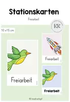 Vorschau - Stationenlernen - Stationsschilder - Schild für die FREIARBEIT - Deckblatt
