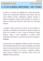 Vista previa - Hojas de trabajo - Texto expositivo para comprensión lectora: el coltán - Portada