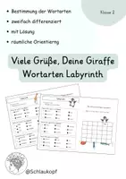 Vorschau - Arbeitsblätter - Viele Grüße deine Giraffe Wortarten Labyrinth - Deckblatt