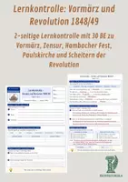 Vorschau - Unterrichtsreihen - Lernkontrolle: Vormärz und Revolution 1848/49 - Deckblatt