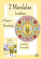 Vorschau - Mal- und Bastelvorlagen - Mandalas Insekten im Sommer - Ausmalbilder kostenlos - Kunst Klasse 1 und 2 - Deckblatt