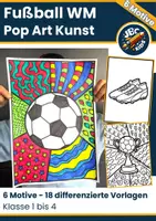 Vorschau - Mal- und Bastelvorlagen - Fußball WM Pop Art Kunst | Ausmalbilder – differenziert - Deckblatt