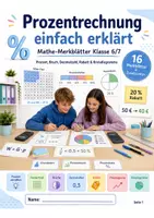 Vorschau - Merkblätter - Prozentrechnung Klasse 7 Einführung – Mathematik - Seite 1