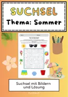 Vorschau - Arbeitsblätter - Suchsel mit Sommerwörtern (inkl. Lösung) - Deckblatt