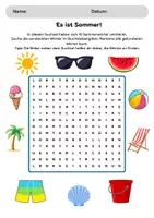Vorschau - Arbeitsblätter - Suchsel mit Sommerwörtern (inkl. Lösung) - Seite 1