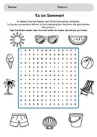 Vorschau - Arbeitsblätter - Suchsel mit Sommerwörtern (inkl. Lösung) - Seite 2