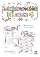 Vorschau - Arbeitsblätter - Schuljahresrückblick Klasse 4 + Portfolioseite - Deckblatt