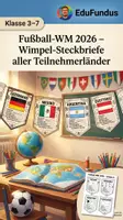 Vorschau - Mal- und Bastelvorlagen - Länder-Steckbriefe WM 2026 – Wimpel zum Ausfüllen & Gestalten (Erdkunde & Sachunterricht) - Deckblatt