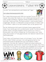 Vorschau - Arbeitsblätter - Leseverständnis Fußball Weltmeisterschaft 2026 - Klasse 3 & 4 - Lesetexte WM - Seite 1