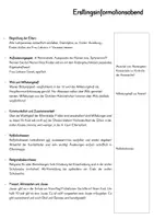Vorschau - Stundenentwürfe - Vorbereitungen, Überlegungen und Vorbereitungen für einen Elternabend für Schulneuankömmlinge und Stundenplanung für einen Schnuppertag mit den zukünftigen ErstklässlerInnen - Seite 1