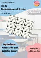 Vorschau - Aufgabenkarten - Kopfrechnen mit der Kartei 6 - Multiplikation und Division - Deckblatt