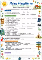 Vorschau - Arbeitsblätter - Meine Pfingstferien: Arbeitsblatt zum Ankreuzen und Ergänzen (Gesprächsanlässe für den Sitzkreis) - Deckblatt