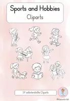 Vorschau - selbst erstellte Cliparts/Grafiken - Sports and Hobbies, Verben Cliparts Schwarz-Weiß I 37 Outline Cliparts für Unterrichtsmaterial - Seite 1