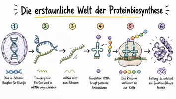 Vorschau - Arbeitsblätter - Arbeitsblatt "Die erstaunliche Welt der Proteinbiosynthese" + interaktive Lösung & MP3 + Mindmap + Infografik - Seite 1