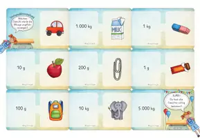 Vorschau - Stationenlernen - Gewichte Klasse 1-2; 10x Dominos differenziert! Gramm, Kilogramm - Seite 1