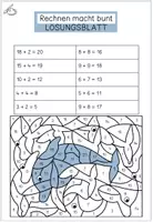 Vorschau - Arbeitsblätter - Addition im Zahlenraum 20 – Rechnen & Malen | Ausmalbild Delfin | 1. Klasse Grundschule - Seite 2