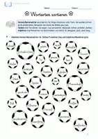 Vorschau - Arbeitsblätter - Wortfeld Fußball - Wörter in Wortarten sortieren - Seite 1