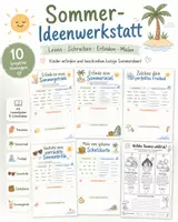 Vorschau - Arbeitsblätter - Sommerferien Ideenwerkstatt – 10 kreative Vorlagen zum Lesen, Schreiben, Erfinden & Malen zum Schuljahresende - Deckblatt