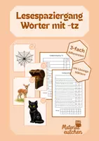 Vorschau - Spiele - Lesespaziergang Wörter mit tz, 3-fach differenziert - Deckblatt