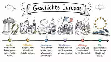 Vorschau - Arbeitsblätter - Arbeitsblätter zum Thema "Geschichte Europas" + Lösung & MP3 + Mindmap + Infografik - Seite 1