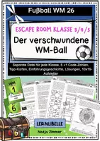 Vorschau - Arbeitsblätter - Escape Room zur Fußball WM 26 - Der verschwundene WM Ball - Klasse 3/4/5 - Deckblatt