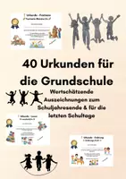 Vorschau - Fördermaterial/Inklusion - 40 Urkunden für die Grundschule | Wertschätzende Auszeichnungen zum Schuljahresende & für die letzten Schultage - Deckblatt