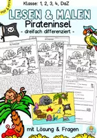Vorschau - Stundenentwürfe - Materialpaket Lesen und Malen (Klasse 1,2, 3, DaZ) Lesetraining, Leseverstehen - Seite 1