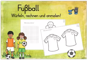 Vorschau - Arbeitsblätter - Würfeln, rechnen und malen (Fußball) - Deckblatt