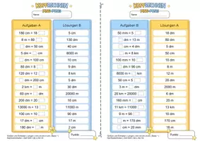 Vorschau - Arbeitsblätter - Längen umwandeln (Basisniveau *) | Training mit der Ping-Pong-Methode - Seite 2