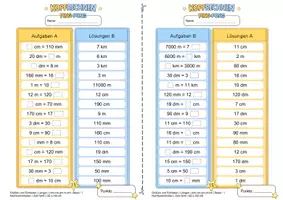 Vorschau - Arbeitsblätter - Längen umwandeln (Basisniveau *) | Training mit der Ping-Pong-Methode - Seite 3