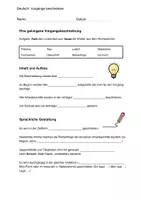 Vorschau - Arbeitsblätter - Eine gelungene Vorgangsbeschreibung - Lückentext - Deckblatt