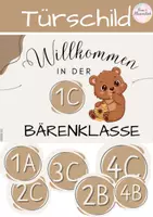 Vorschau - Poster - Türschild Deckblatt Bär Bärenklasse Klasse 1 2 3 4 a b c d - Deckblatt