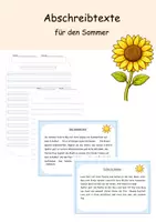 Vorschau - Arbeitsblätter - Abschreibkartei Sommer - Klasse 2,3 - Deckblatt