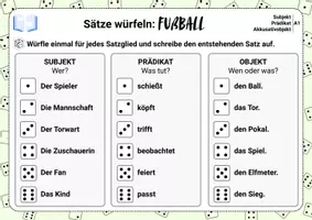 Vorschau - Spiele - Sätze würfeln: Fußball - Satzglieder erwürfeln, aufschreiben, umstellen - Seite 2