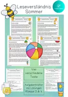 Vorschau - Arbeitsblätter - Leseverständnis Sommer - Klasse 3 & 4 - Lesetexte - Deckblatt