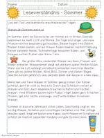 Vorschau - Arbeitsblätter - Leseverständnis Sommer - Klasse 3 & 4 - Lesetexte - Seite 1