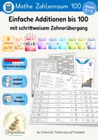 Vorschau - Unterrichtsreihen - Einfache Additionen bis 100 mit schrittweisem Zehnerübergang (± Lehrgang bis 100, Stufe 2a/8) - Deckblatt