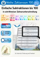 Vorschau - Unterrichtsreihen - Einfache Subtraktionen bis 100 in schrittweiser Zehnerunterschreitung (± Lehrgang bis 100, Stufe 2c/8) - Deckblatt