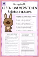 Vorschau - Arbeitsblätter - Übungsheft: Lesen und Verstehen - Beliebte Haustiere - Deckblatt