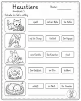 Vorschau - Arbeitsblätter - Haustiere Purzelsätze – 1. Klasse - Seite 1