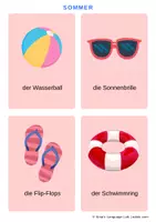 Προεπισκόπηση - Flashcards - Sommer Wortschatz – 40 Bildkarten mit Artikeln! - Σελίδα 1