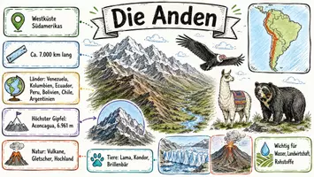 Vorschau - Arbeitsblätter - Arbeitsblätter zum Thema "Das Gebirge Anden" + Lösung & MP3 + Mindmap + Infografik - Seite 1
