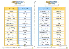 Vorschau - Arbeitsblätter - Massen / Gewichte umwandeln trainieren mit der Ping-Pong-Methode (Basisniveau *) - Seite 3