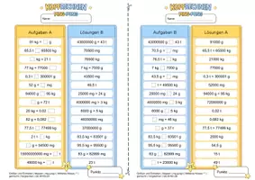Vorschau - Arbeitsblätter - Massen / Gewichte umwandeln trainieren mit der Ping-Pong-Methode (Mittleres Niveau **) - Seite 3