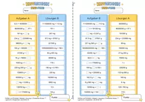 Vorschau - Arbeitsblätter - Massen / Gewichte umwandeln trainieren mit der Ping-Pong-Methode (Erweitertes Niveau ***) - Seite 2