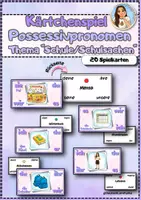 Vorschau - Stationenlernen - Kärtchenspiel-Possessivpronomen-Thema _Schule_Schulsachen - Deckblatt