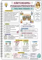 Vorschau - Stationenlernen - Kärtchenspiel-Possessivpronomen-Thema _Schule_Schulsachen - Seite 1